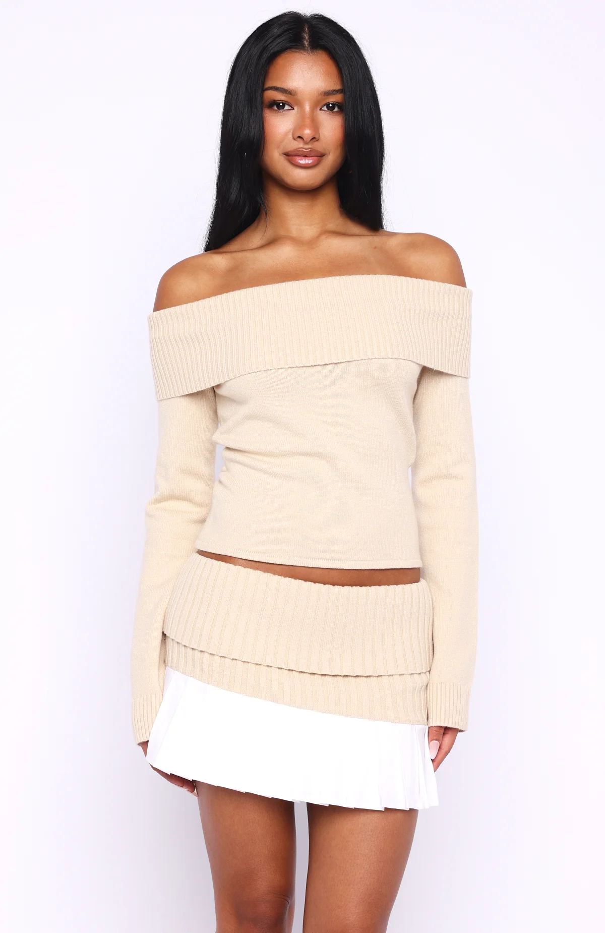 Casually Perfect Long Sleeve Knit Top Beige