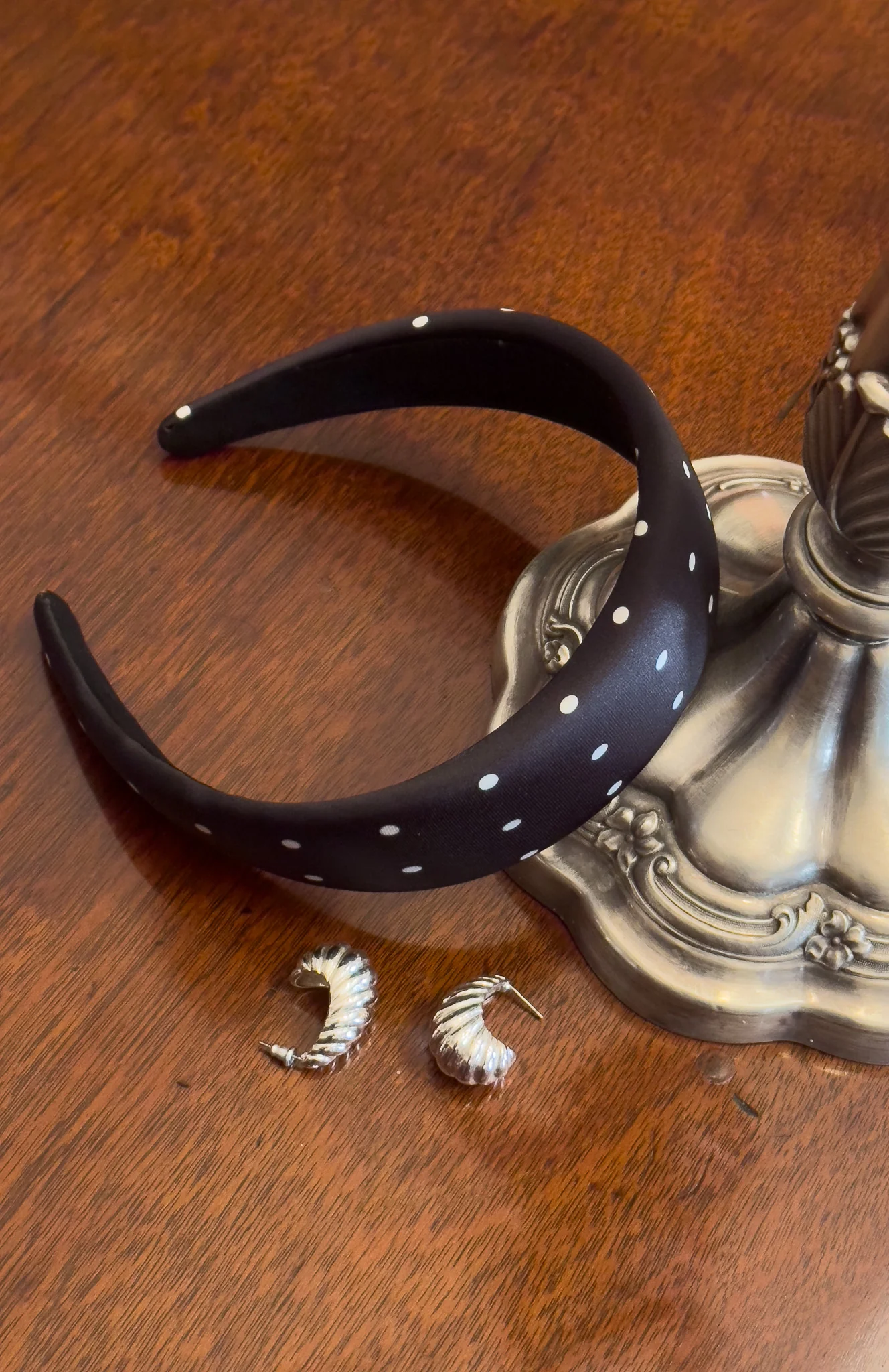 Brantley Headband Black Polka Dot