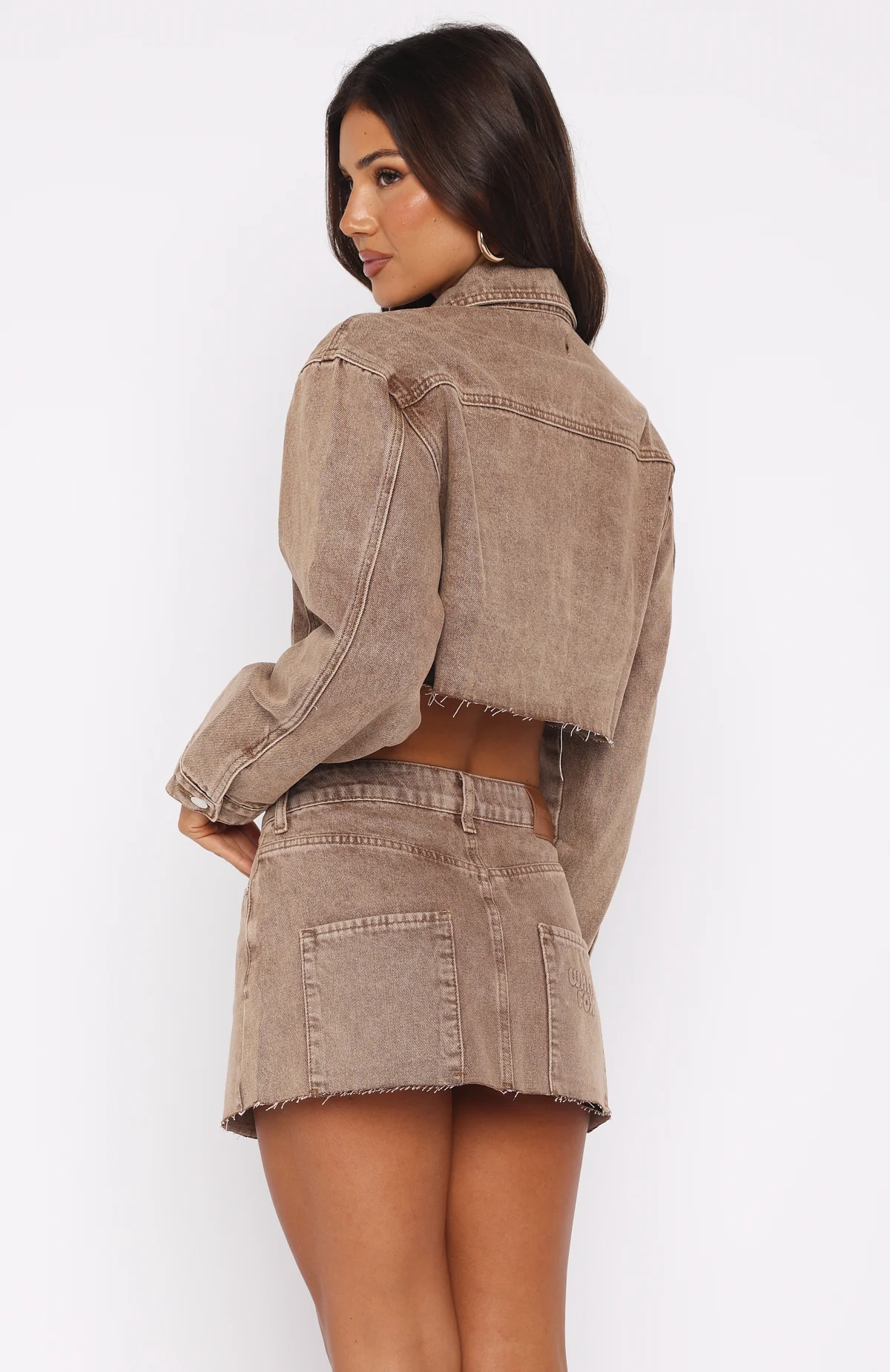 Something To Prove Denim Mini Skirt Tan Wash