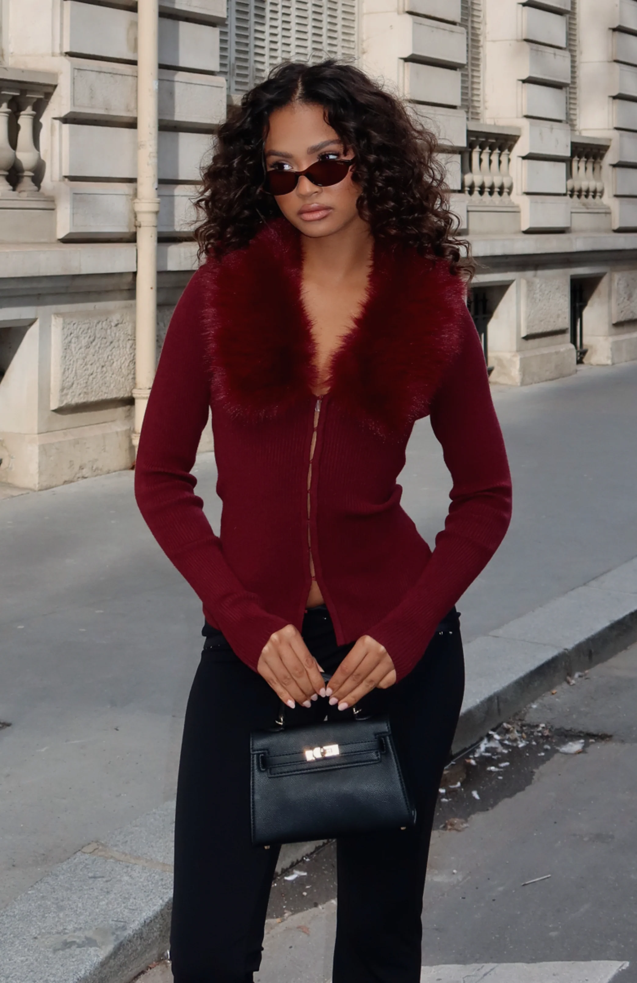 All Bundled Up Knit Cardigan Burgundy
