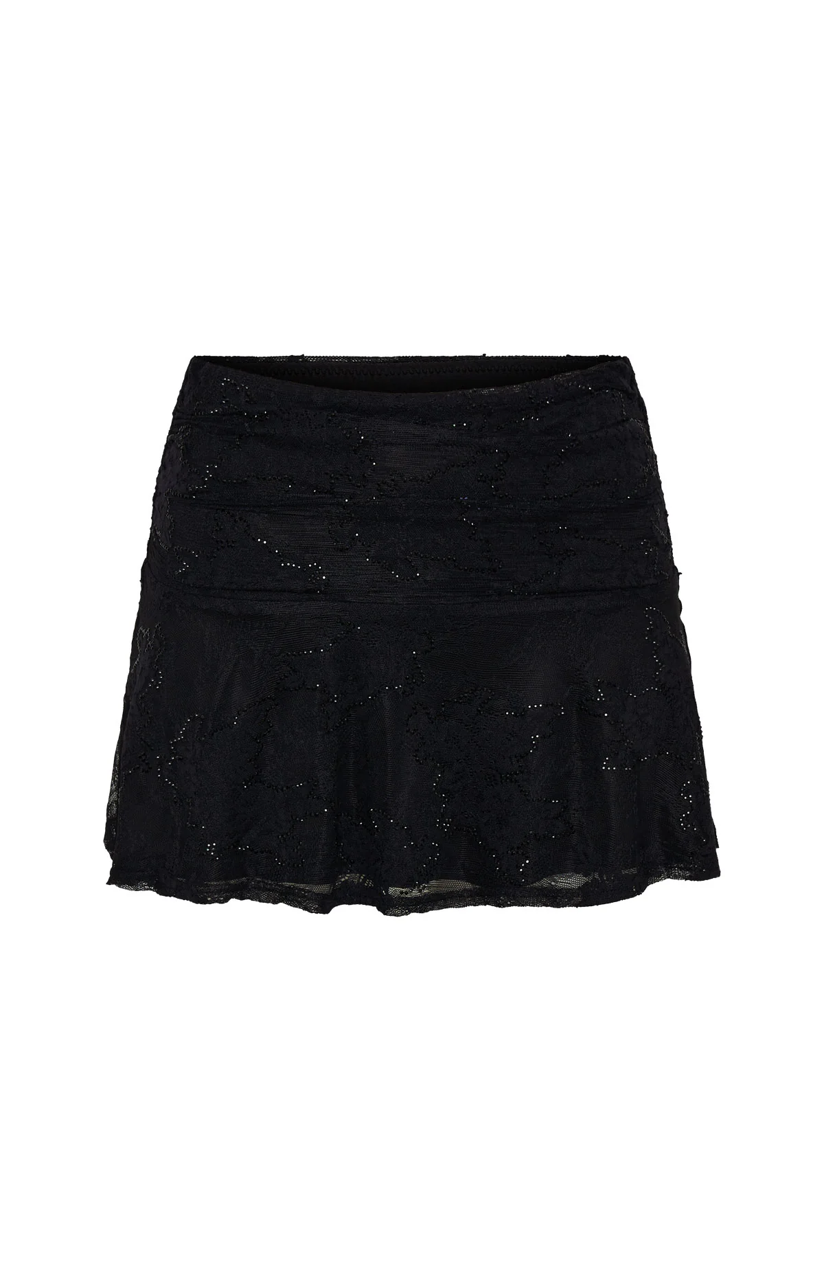 Be Our Guest Embellished Lace Mini Skirt Black