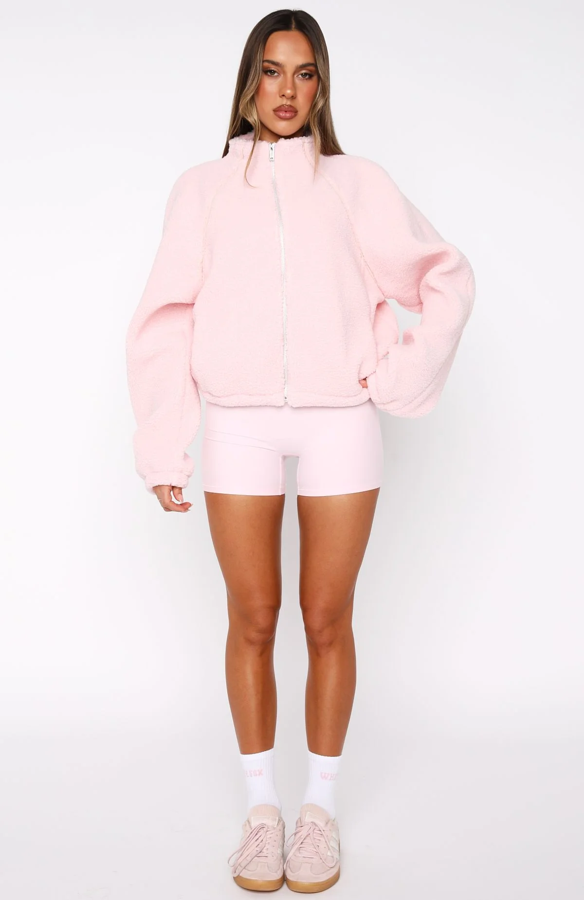 Up The Hill Teddy Zip Up Jacket Ballet Pink