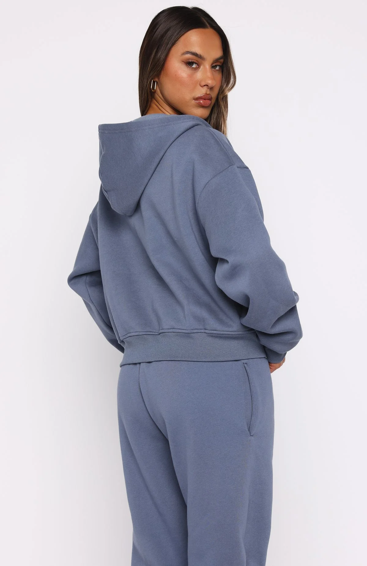 From The Archives Lexi Boxy Zip Front Hoodie Ocean