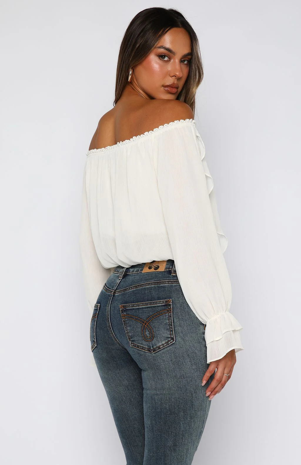 Star Girl Off Shoulder Top White