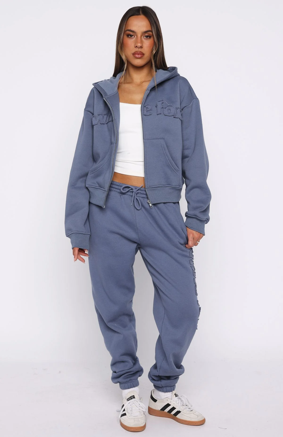 From The Archives Lexi Boxy Zip Front Hoodie Ocean