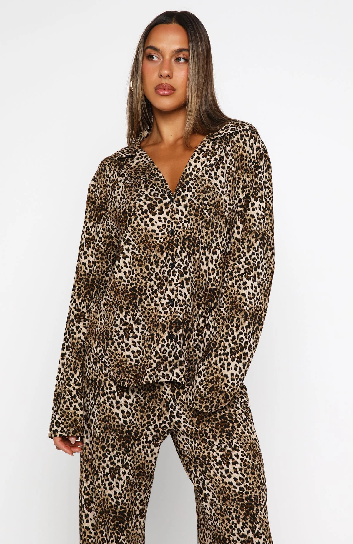 Pillow Talk Printed Long Sleeve Pyjama Set Leopard