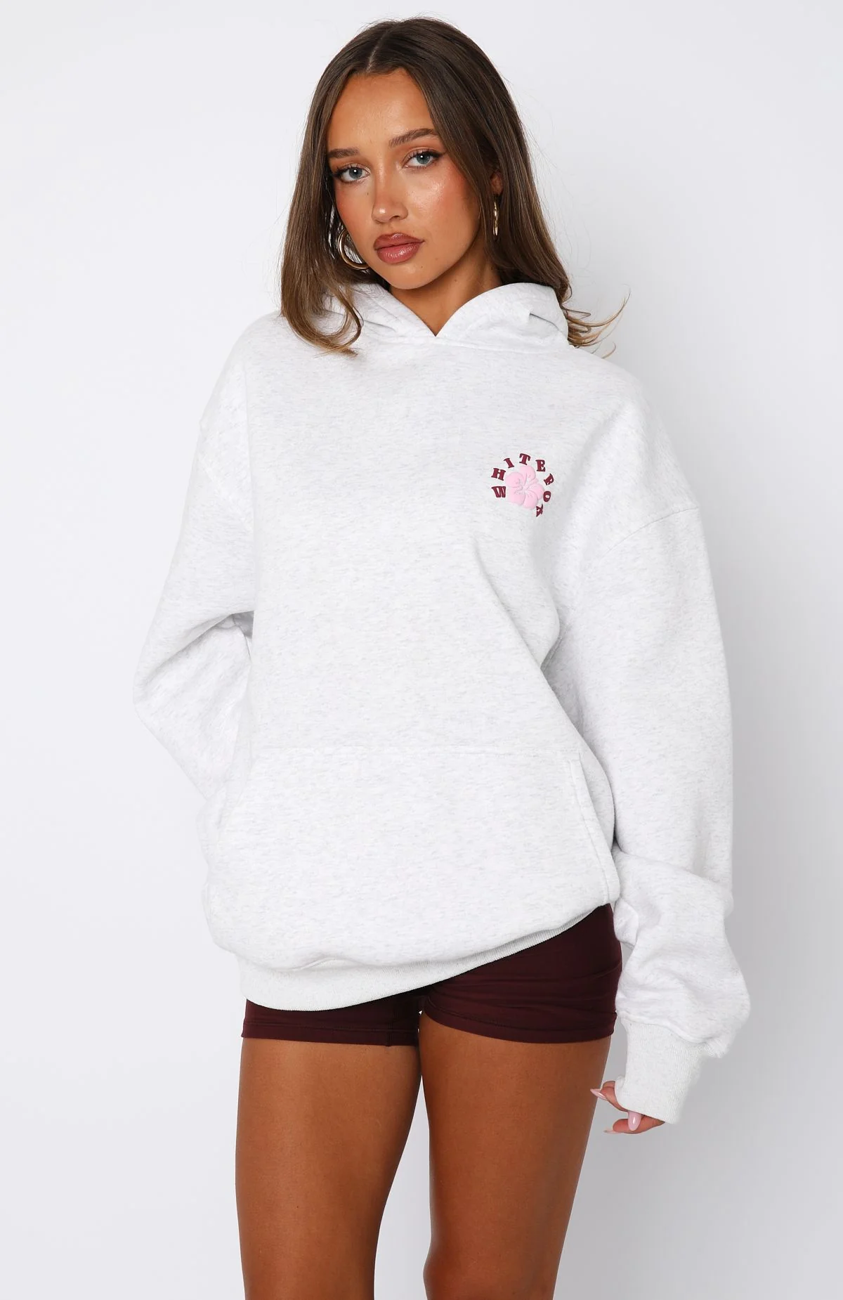 Keep Blooming Oversized Hoodie Grey Marle