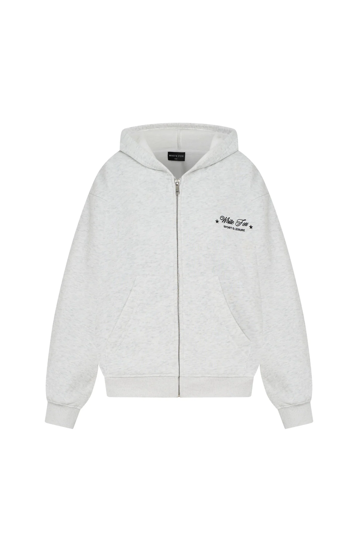 Just Try Again Boxy Zip Front Hoodie Grey Marle