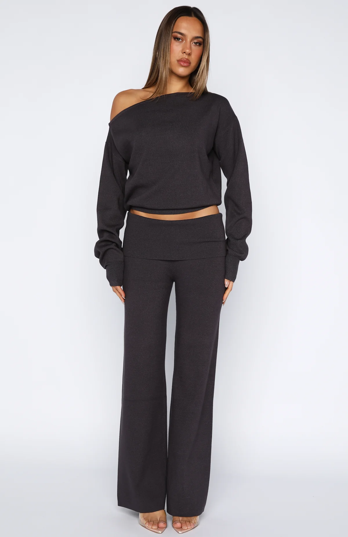 Can't Find The Words Knit Pants Charcoal