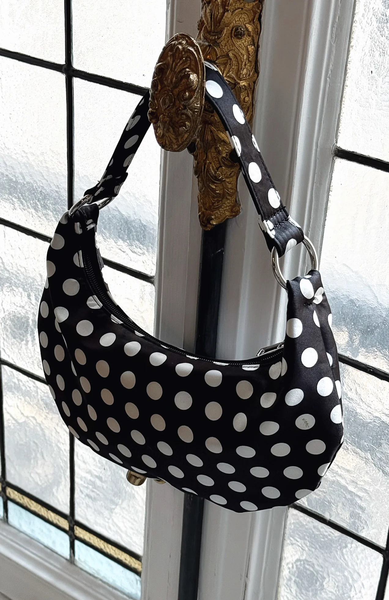 Aydin Shoulder Bag Black Polka Dot