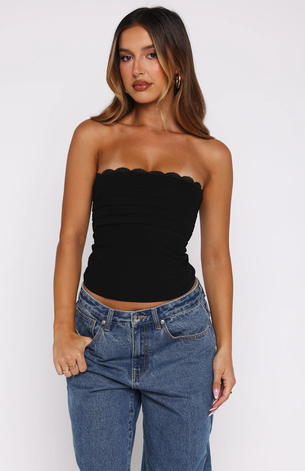Never Look Back Strapless Bustier Black