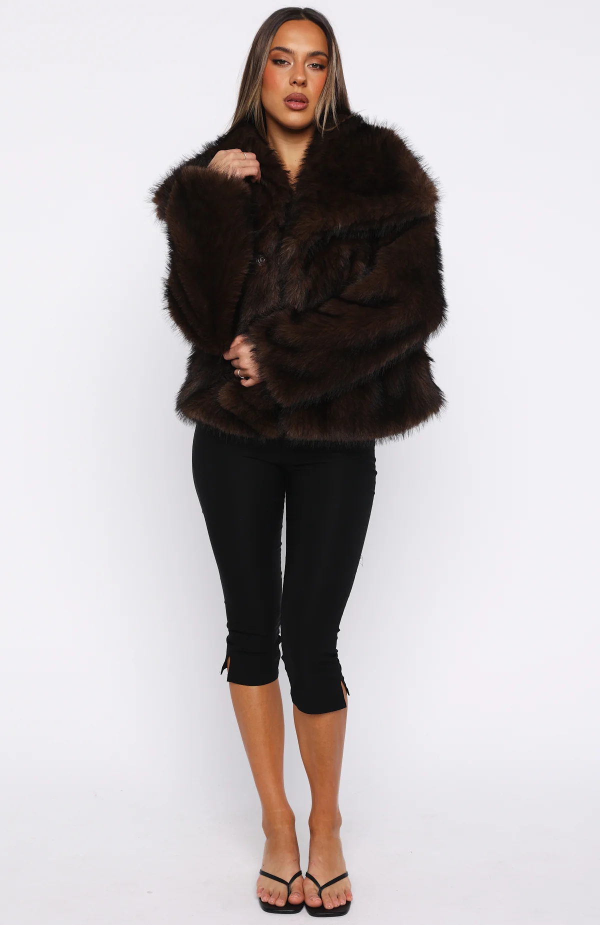 Dirty Martini Faux Fur Jacket Chocolate