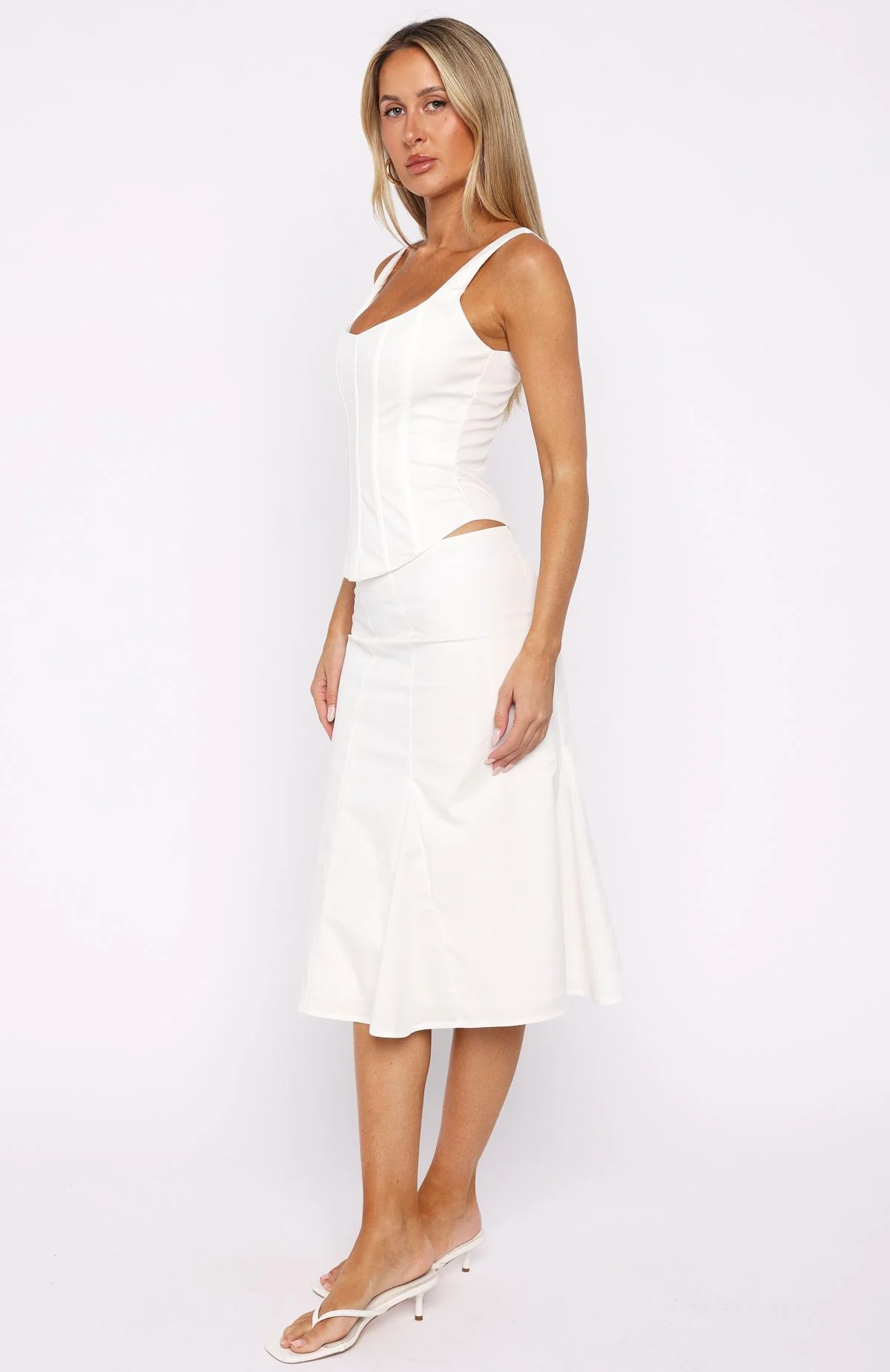 Empire Energy Midi Skirt White