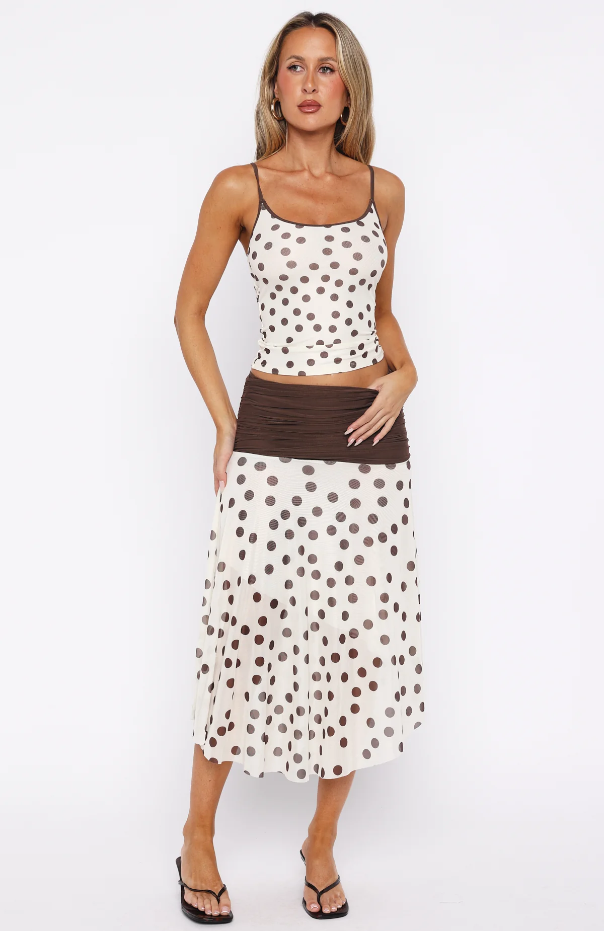 Angel Love Top Cream/Choc Polka Dot
