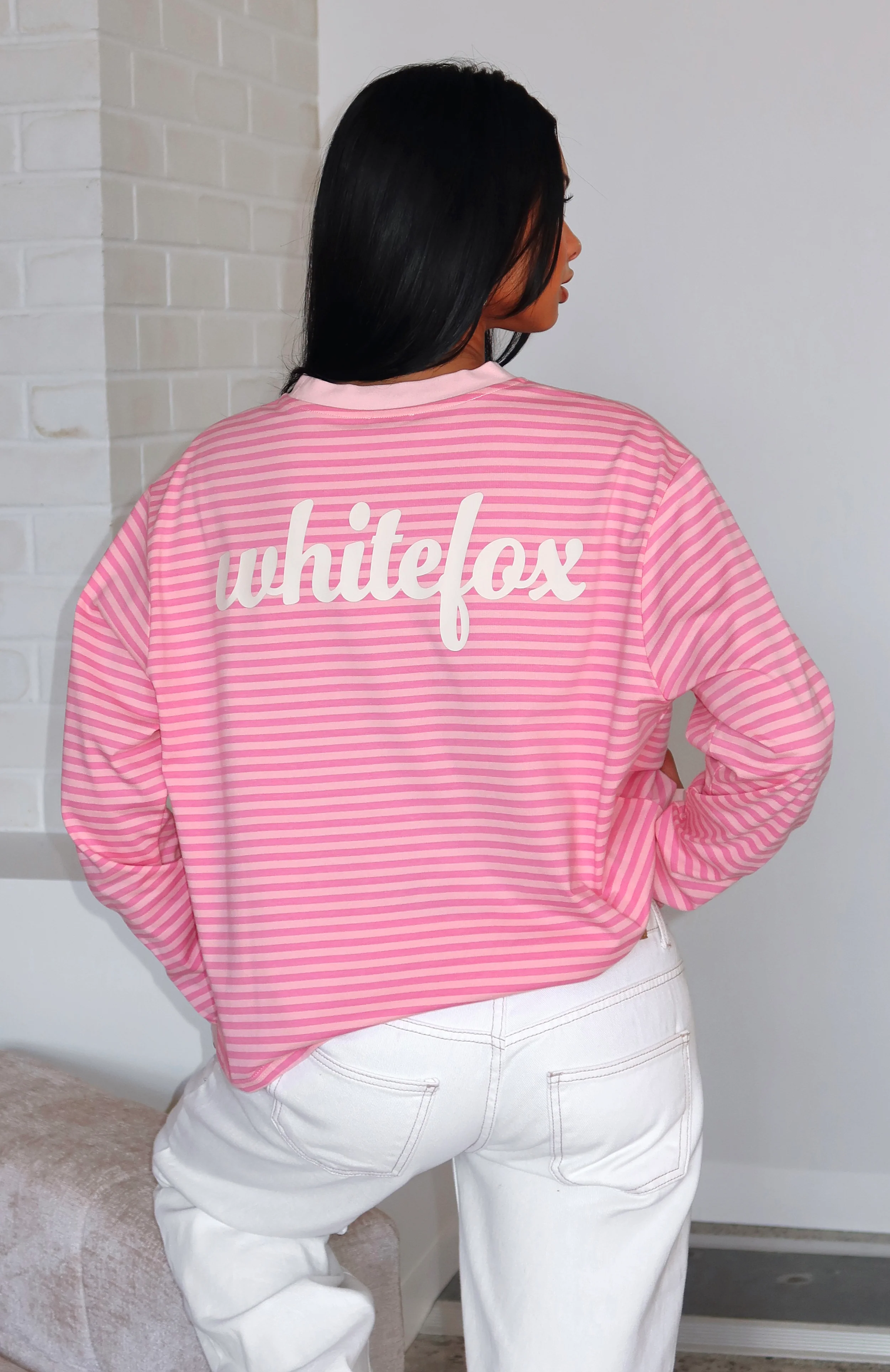 Catch The Drift Long Sleeve Tee Dark Pink/Light Pink Stripe