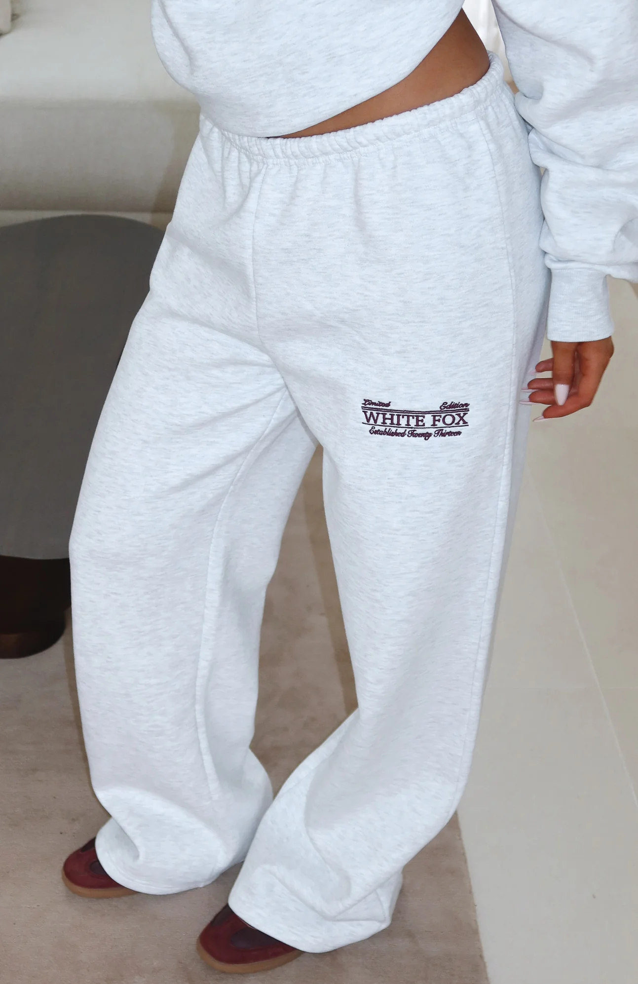 Standing My Ground Wide Leg Sweatpants Grey Marle
