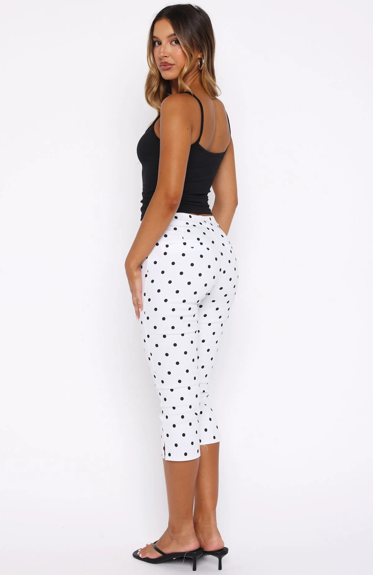 Day For It Capri Pants White/Black Polka Dot
