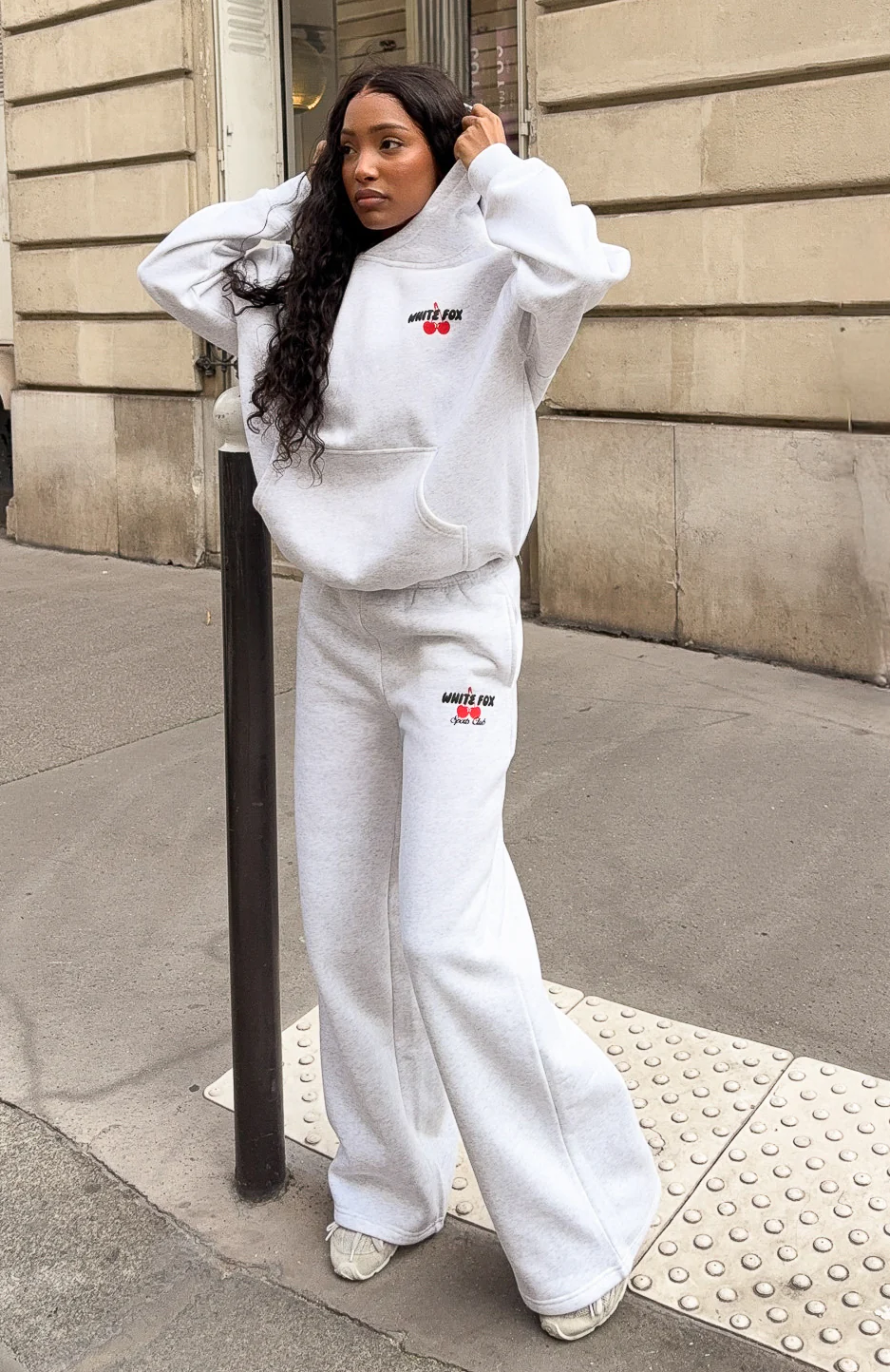 Club 14 Cassie Wide Leg Sweatpants Grey Marle