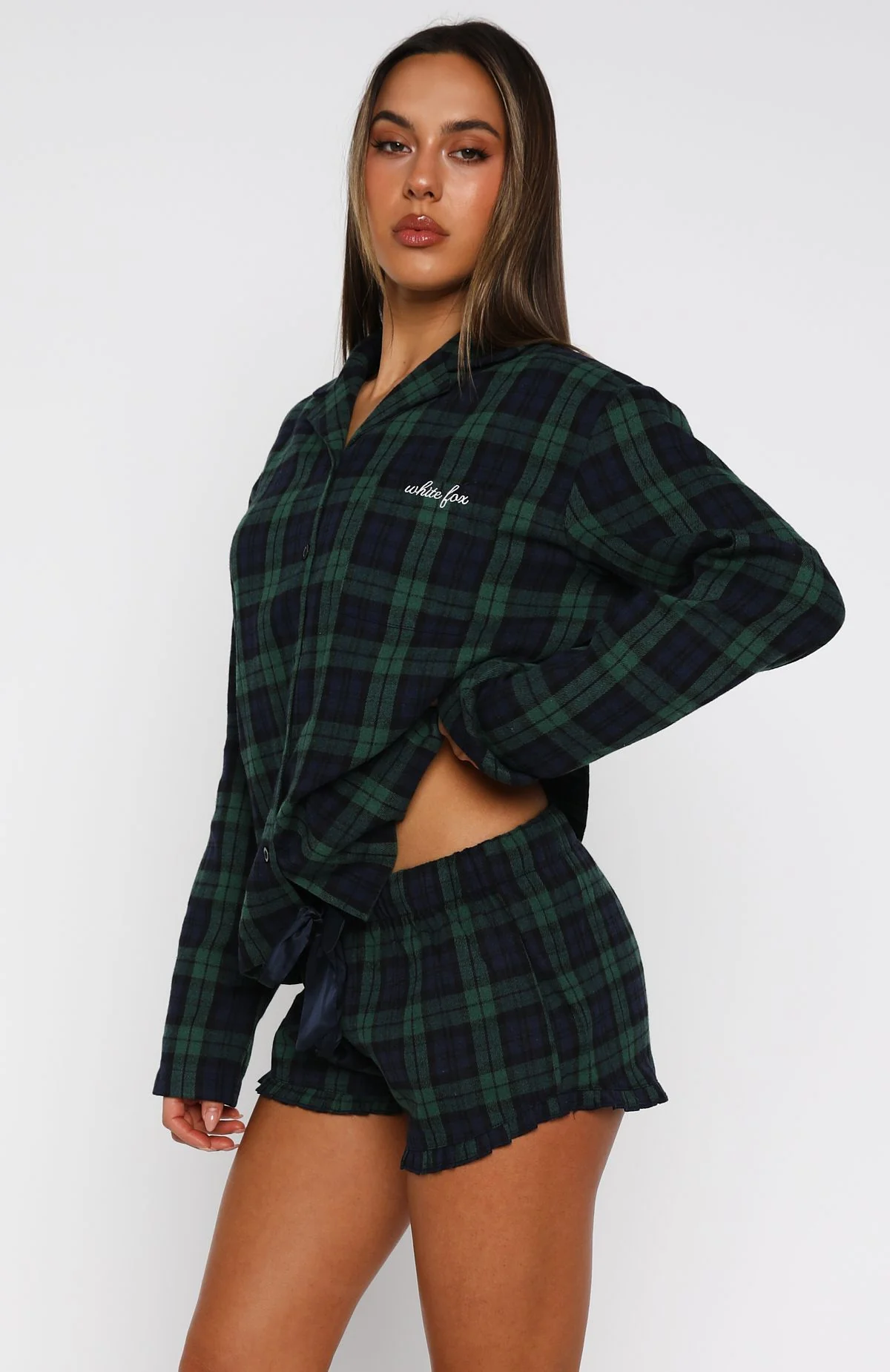 That Time Of Year Long Sleeve Pyjama Top Green/Navy