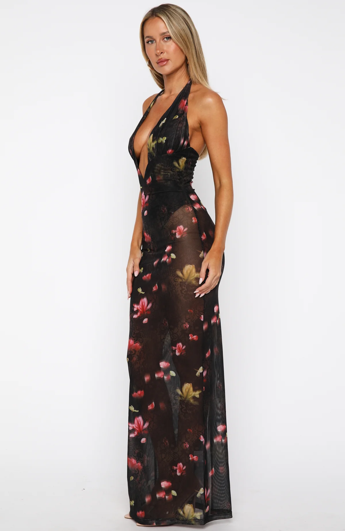 I Only Wish Halter Maxi Dress Lace And Bloom