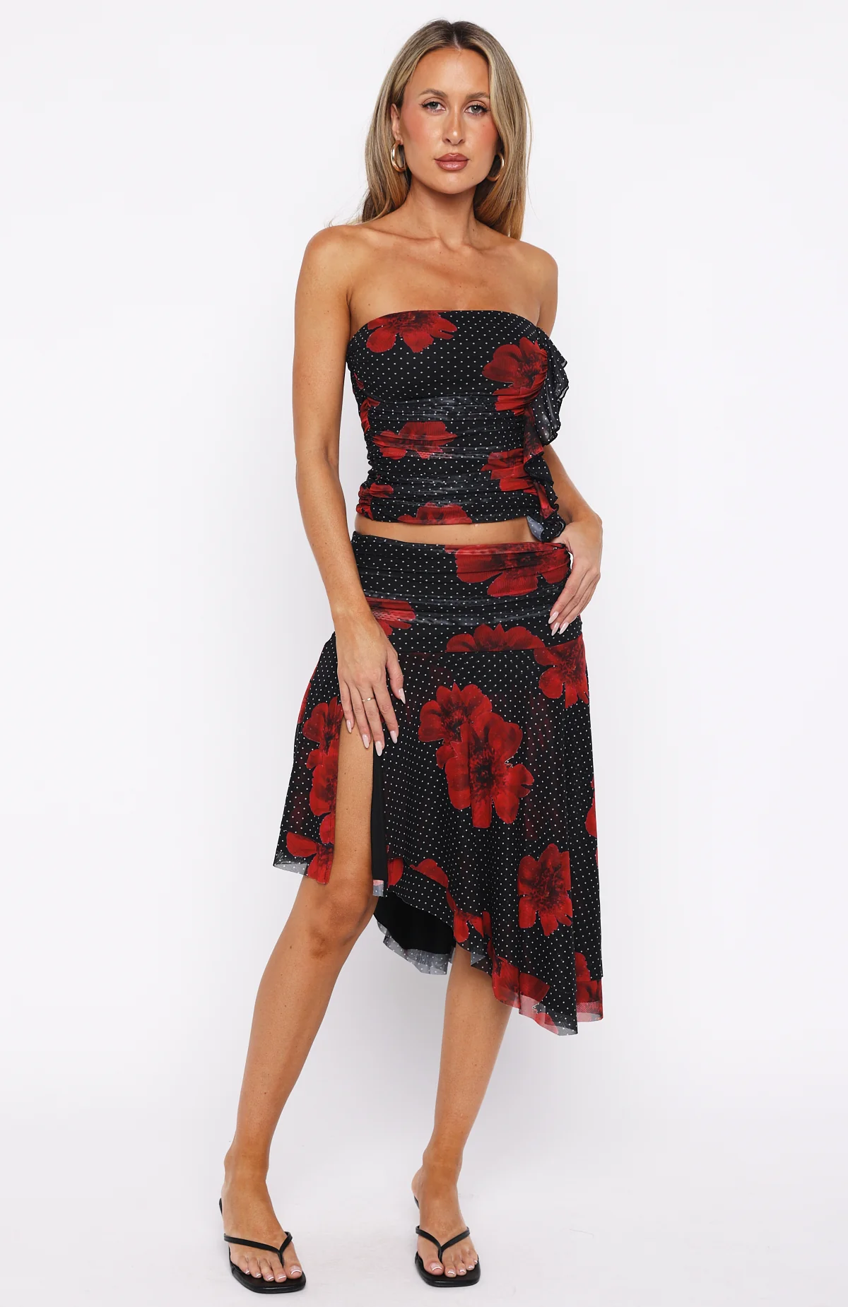 Save My Love Strapless Top Black Scarlet Bloom