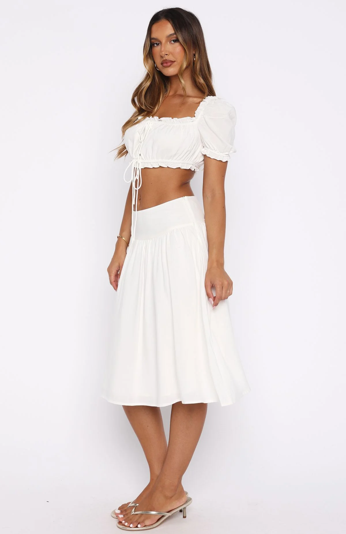 Tender Moments Midi Skirt White