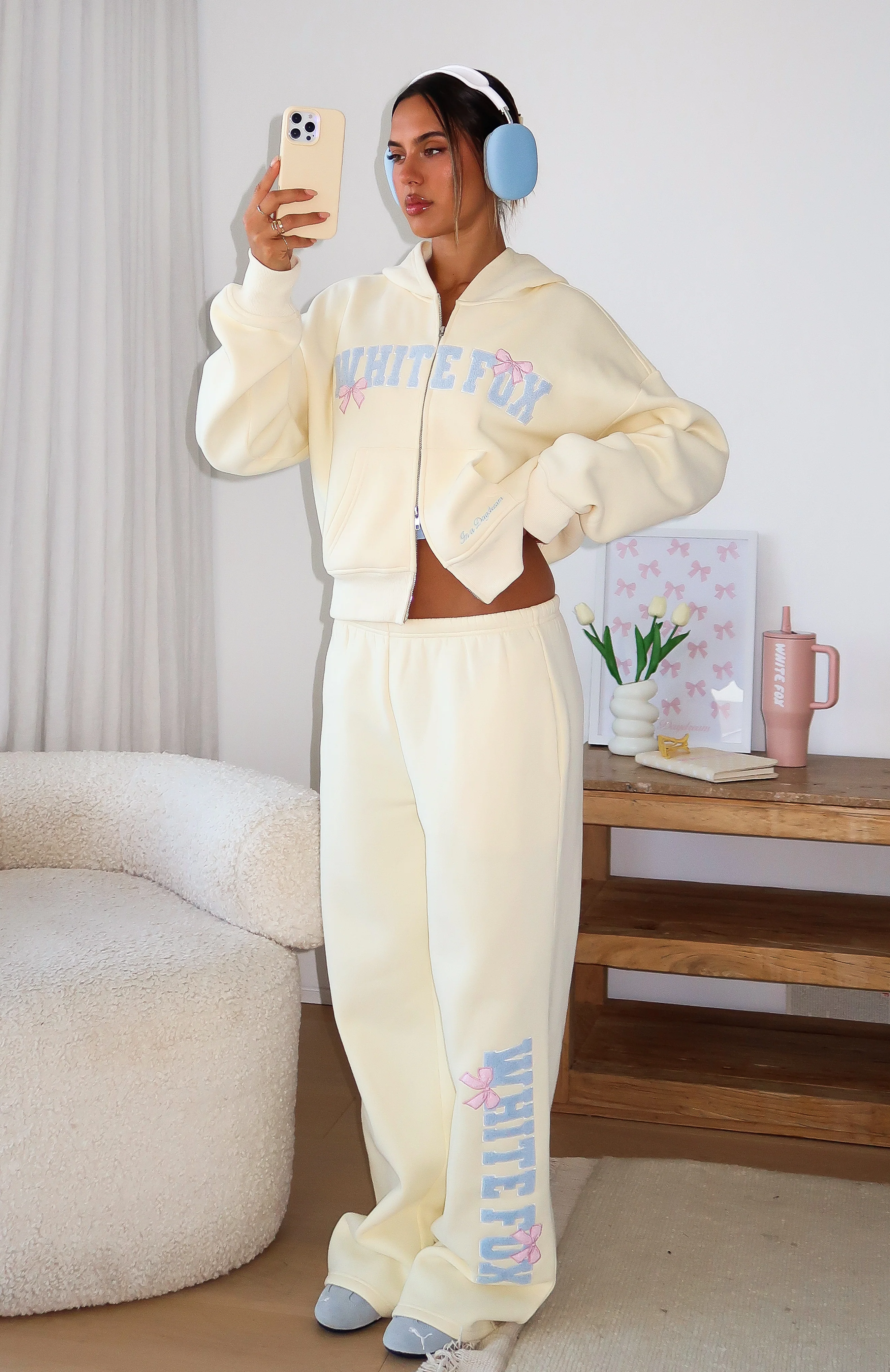 Daydreamers Madeline Wide Leg Sweatpants Lemon
