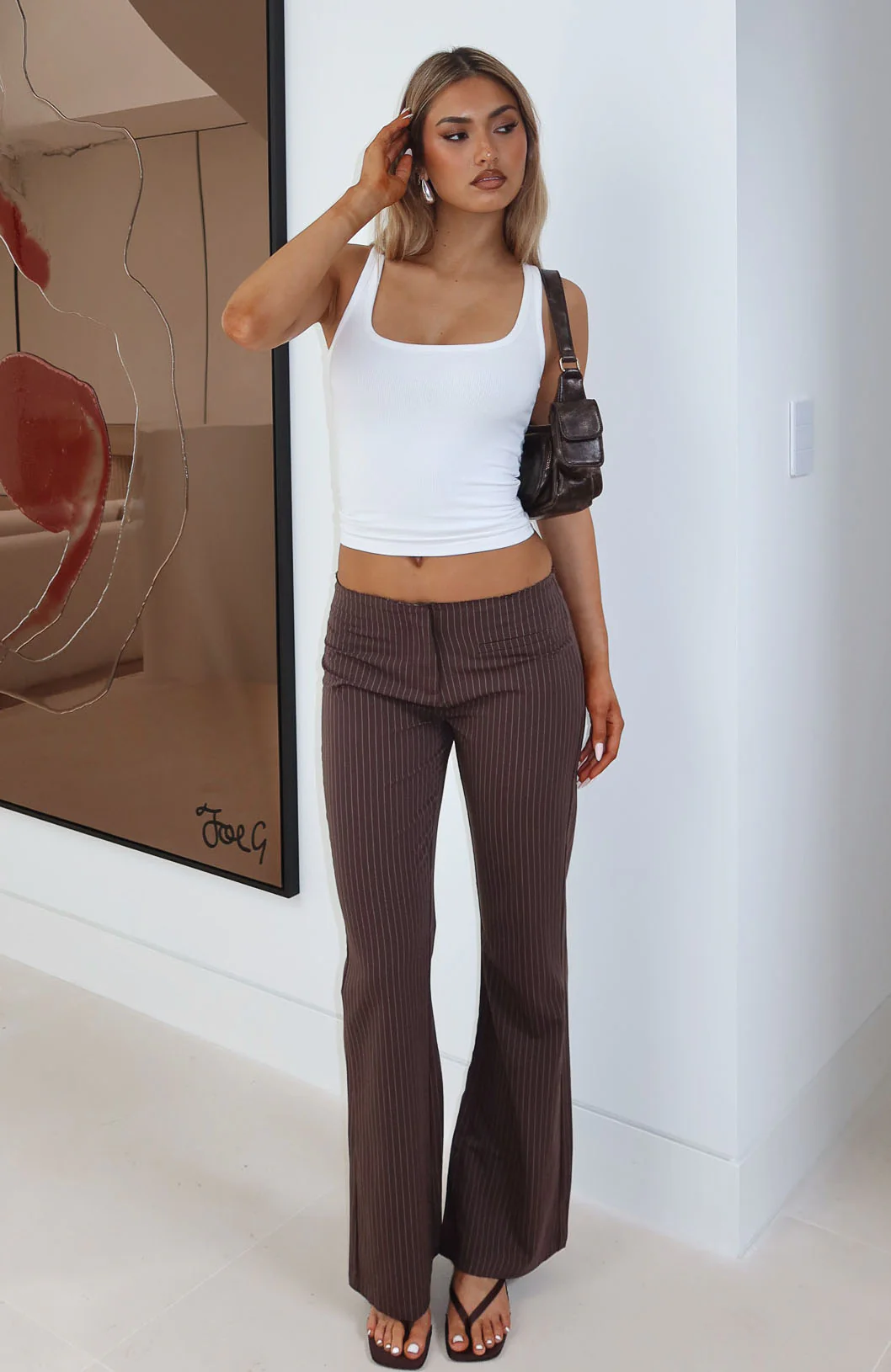 Getting You Close Pants Chocolate Pinstripe