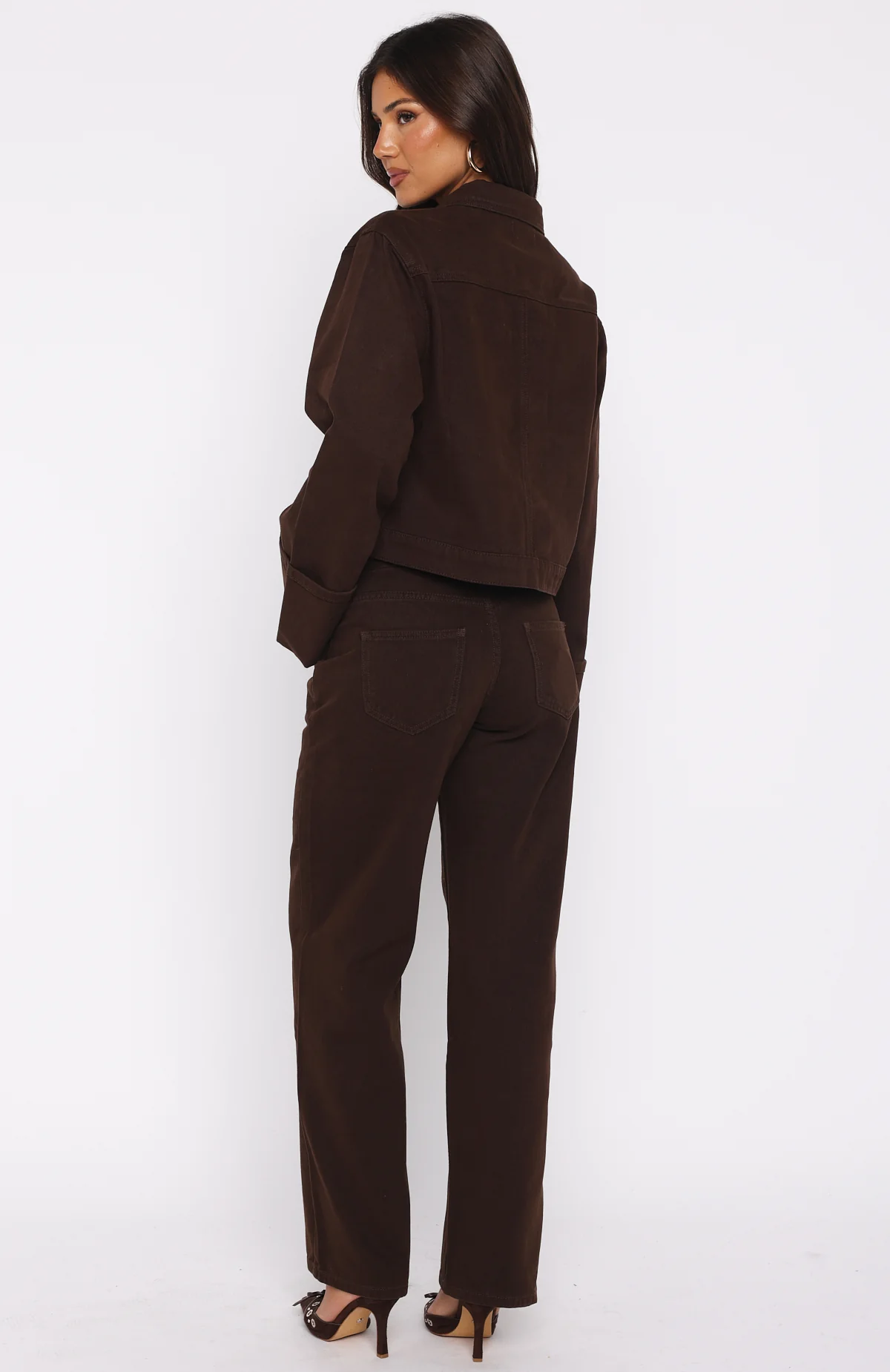 Bring The Style Low Rise Wide Leg Jeans Chocolate Wash