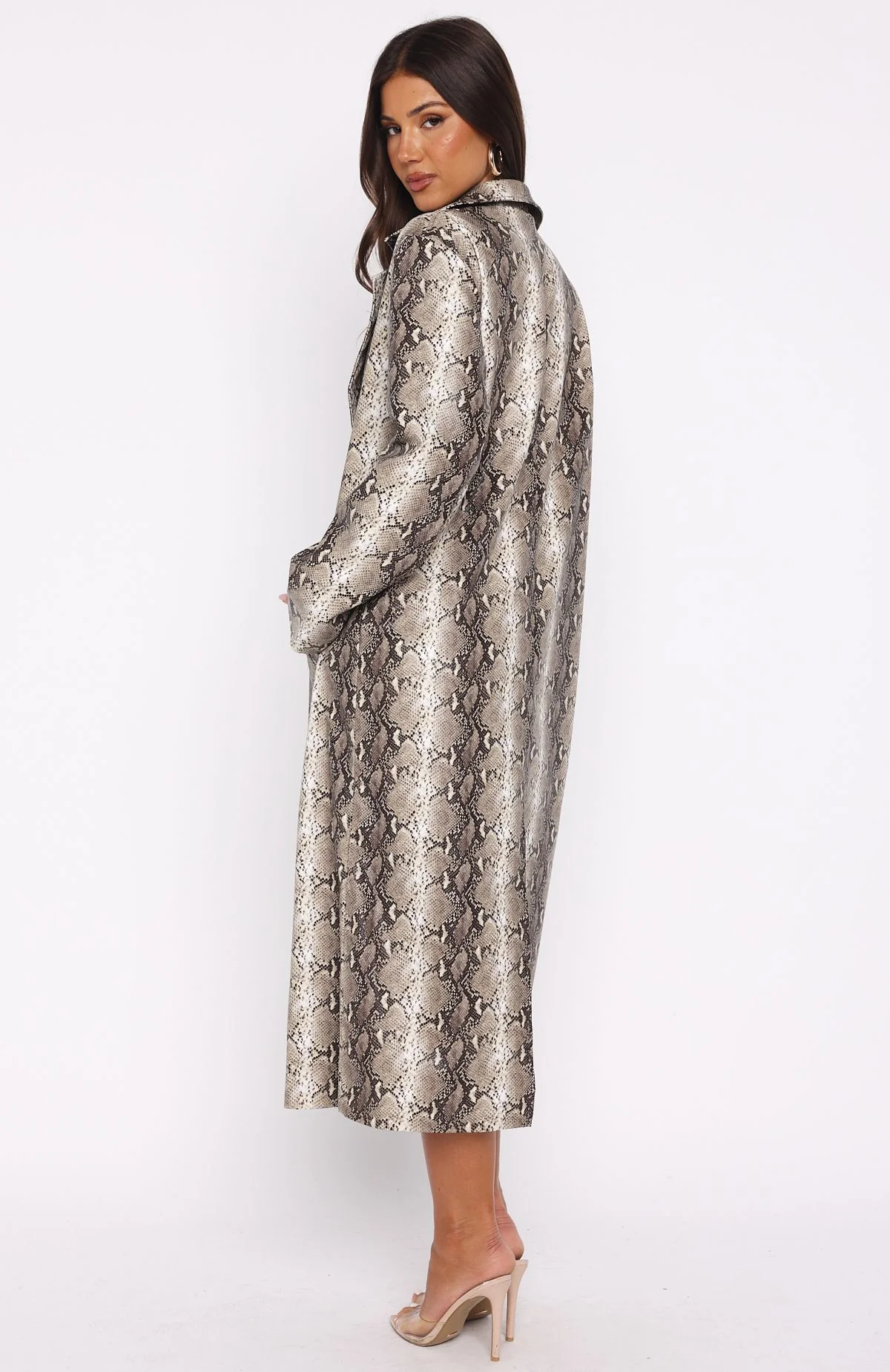 The Hardest Part PU Coat Tan Snake