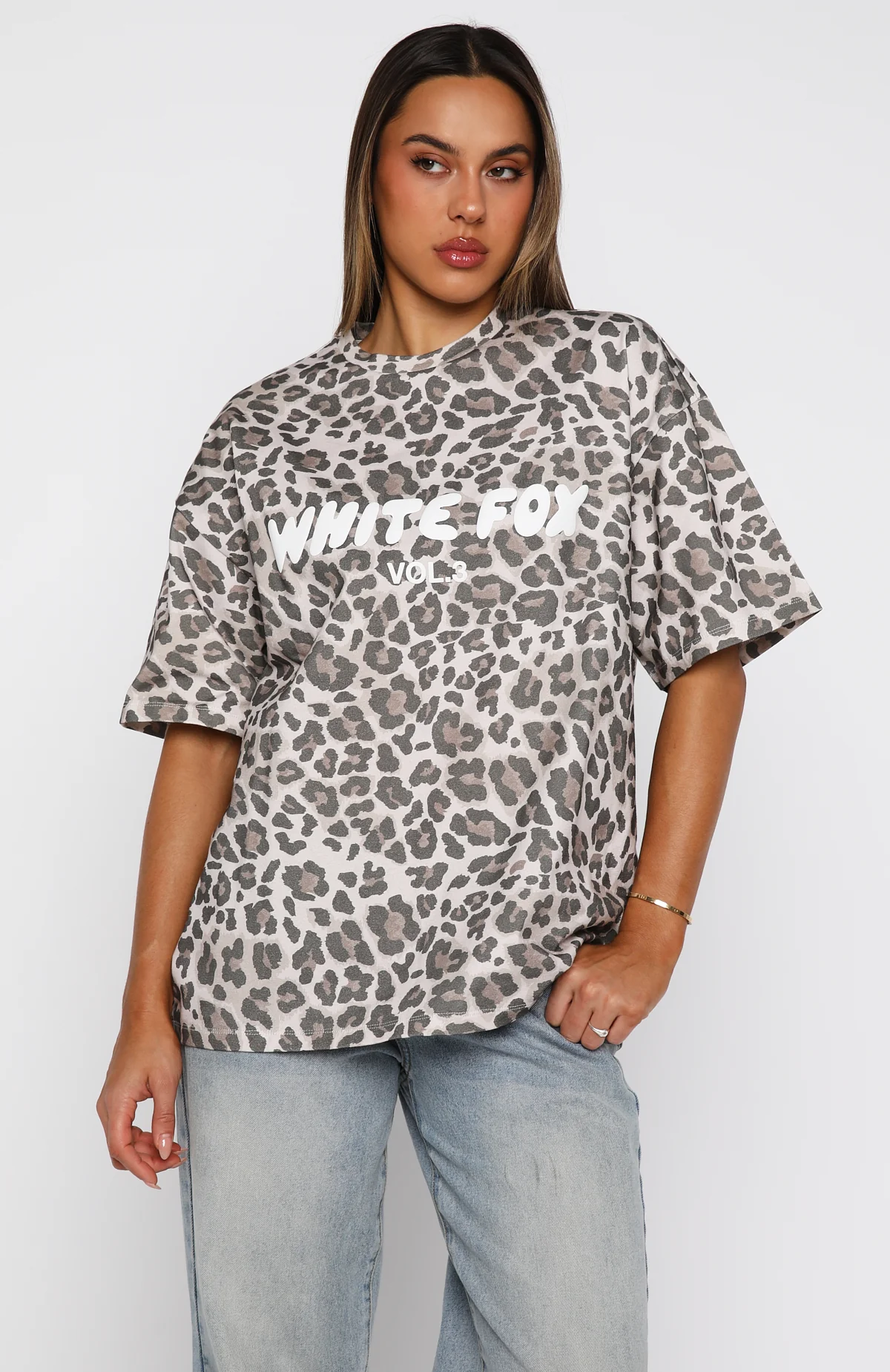 Offstage Printed Oversized Tee Leopard