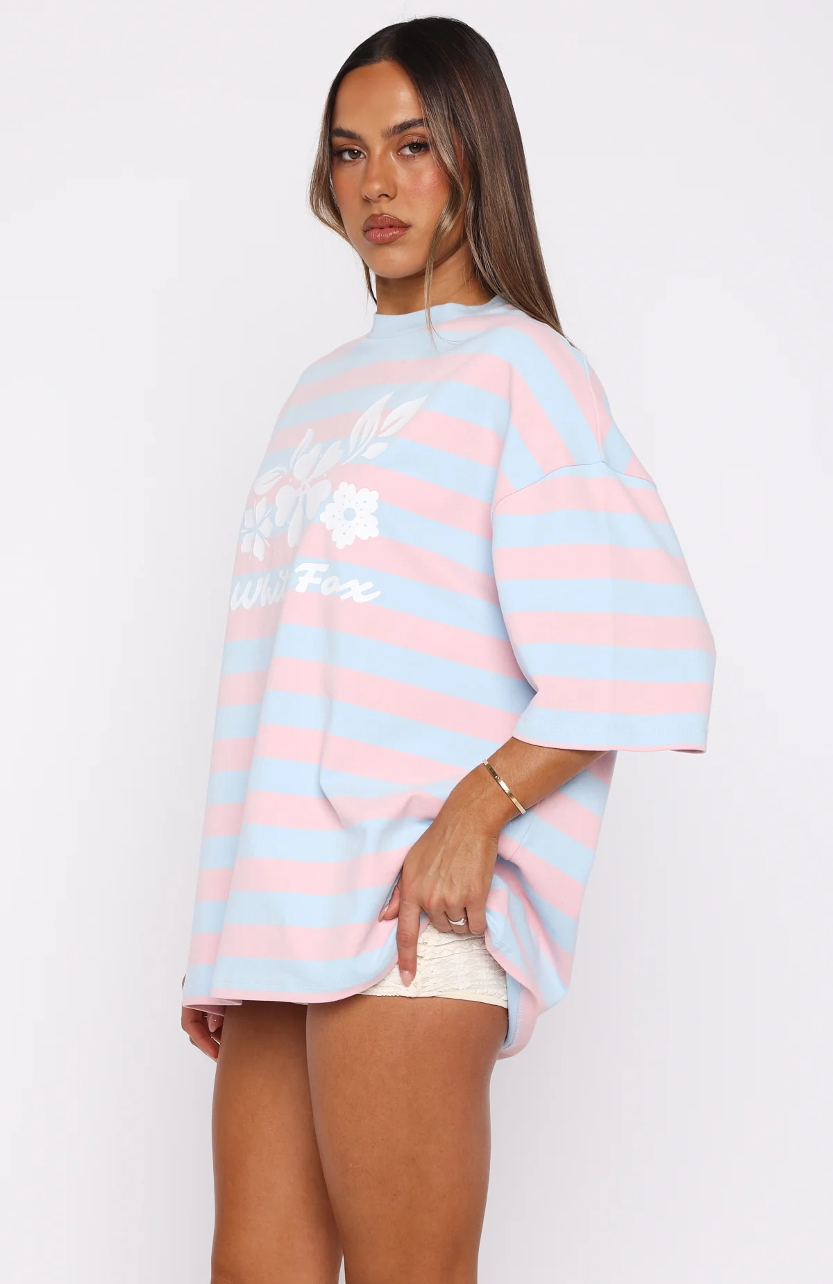 In The Valley Oversized Tee Blue/Pink Stripe