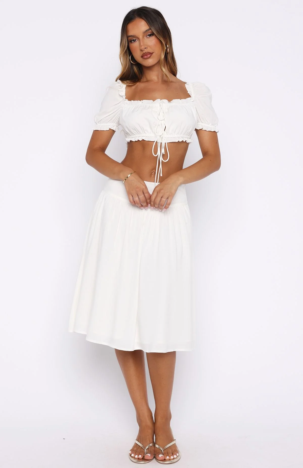 Tender Moments Midi Skirt White