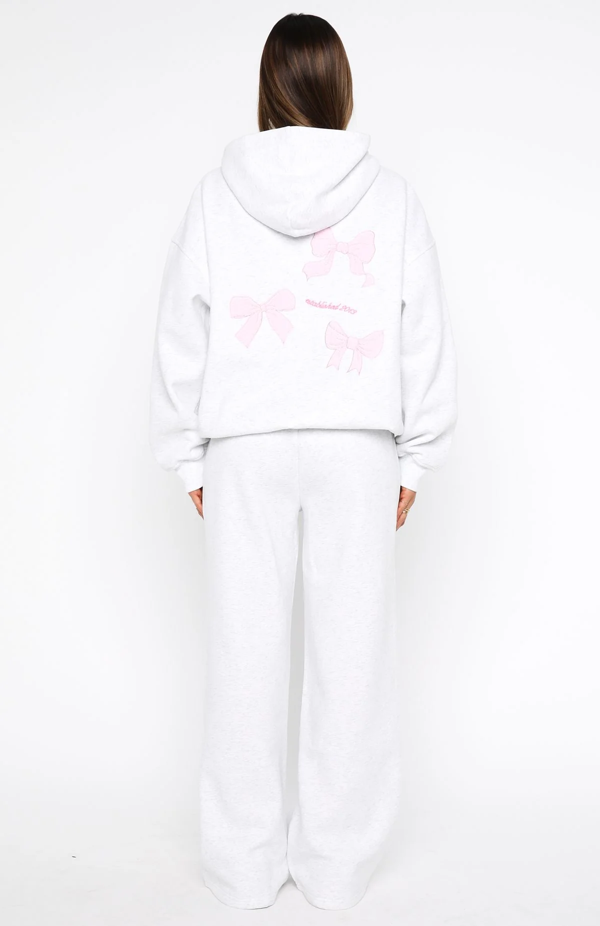 Daydreamers Madeline Wide Leg Sweatpants Grey Marle