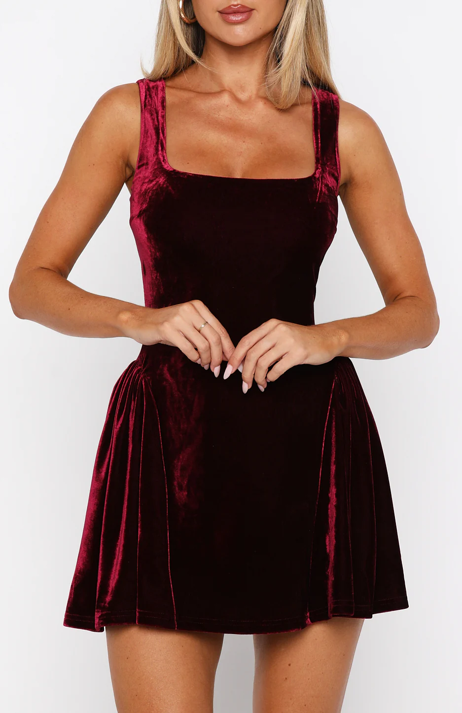 Midnight In Paris Velvet Mini Dress Burgundy