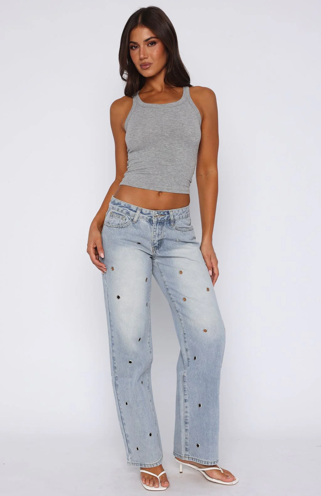 Athina Low Rise Wide Leg Jeans Light Blue