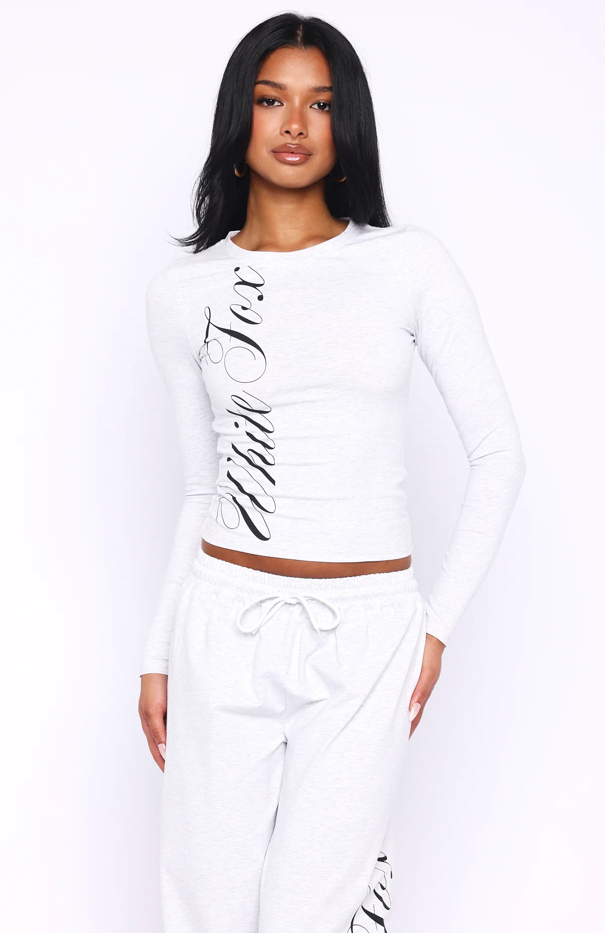 Luxurious Girl Long Sleeve Baby Tee Grey Marle