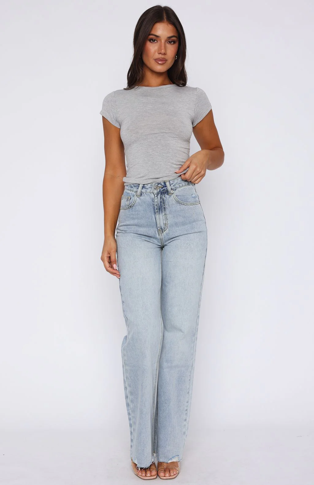 Alana High Waisted Straight Leg Jeans Light Blue