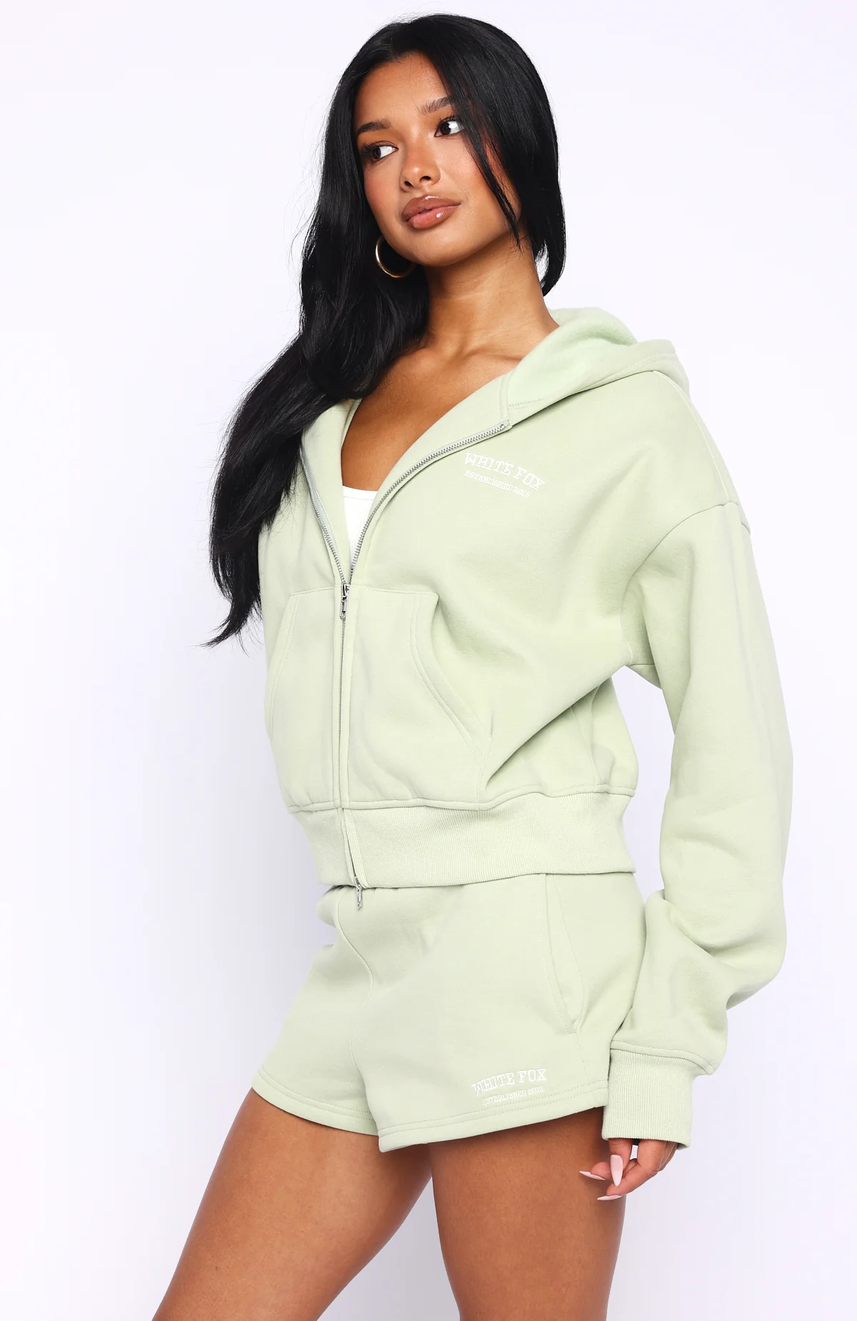 Can't Miss It Boxy Zip Front Hoodie Sage