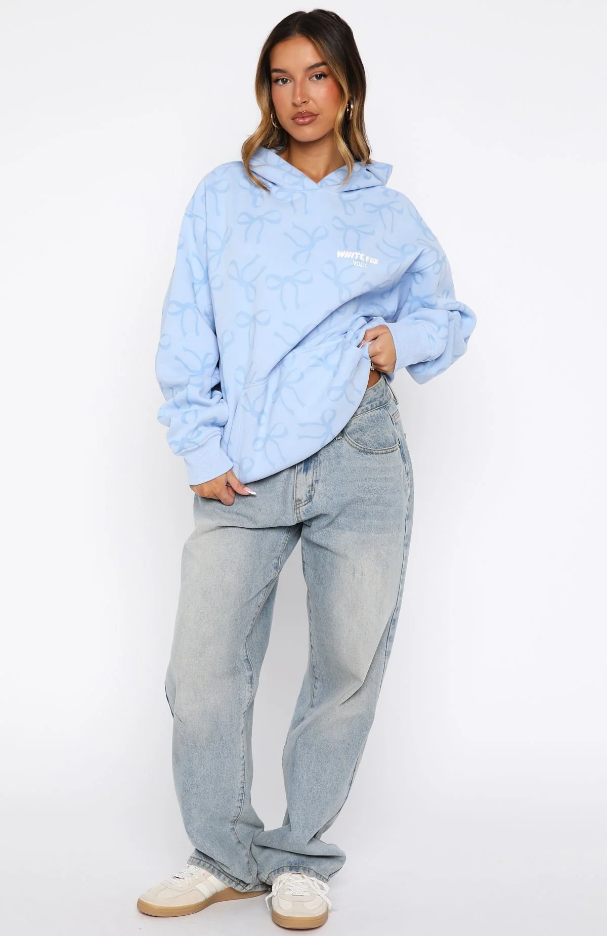 Vol. 1 Oversized Printed Hoodie Blue Bow
