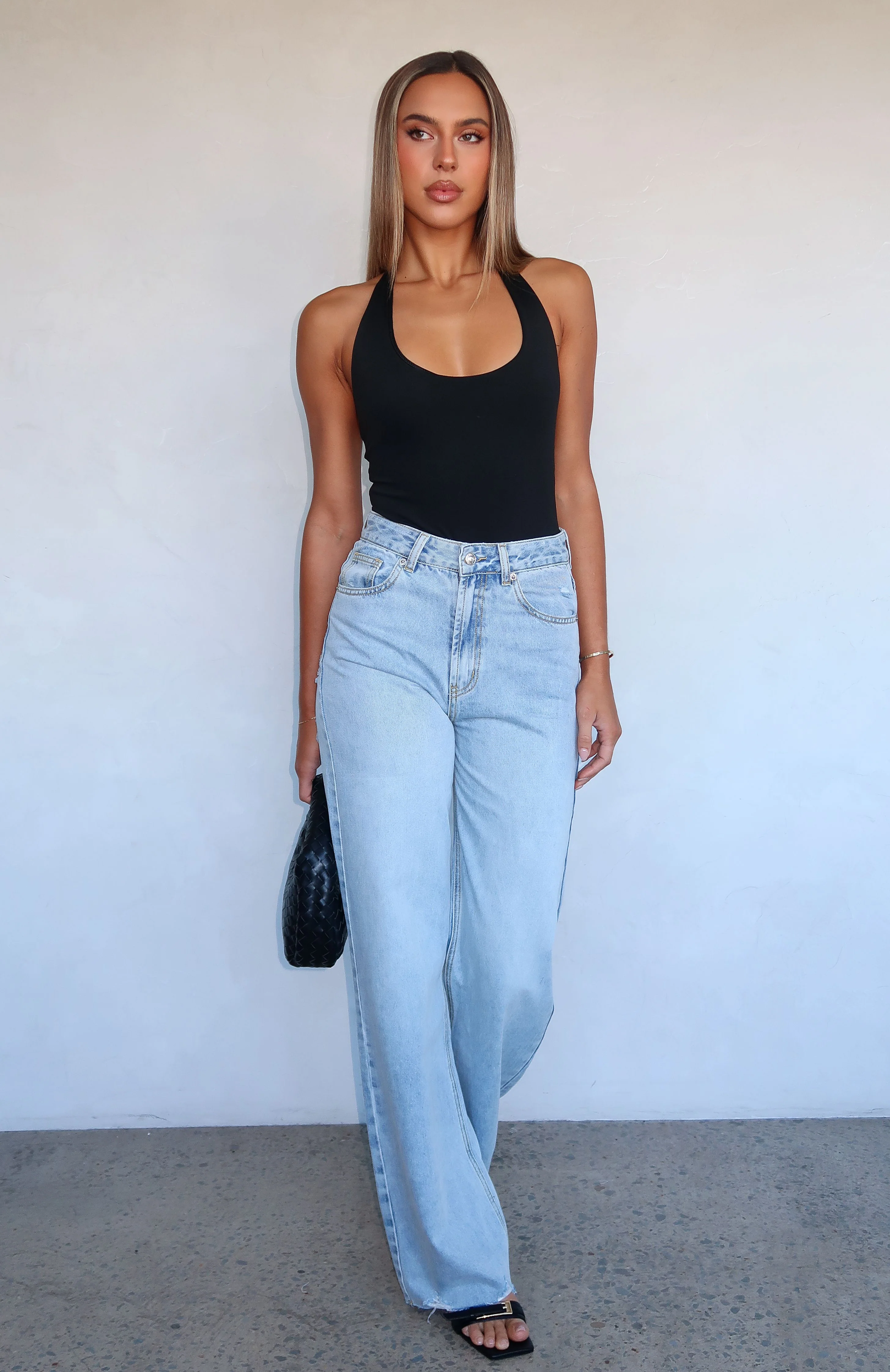 Alana High Waisted Straight Leg Jeans Light Blue