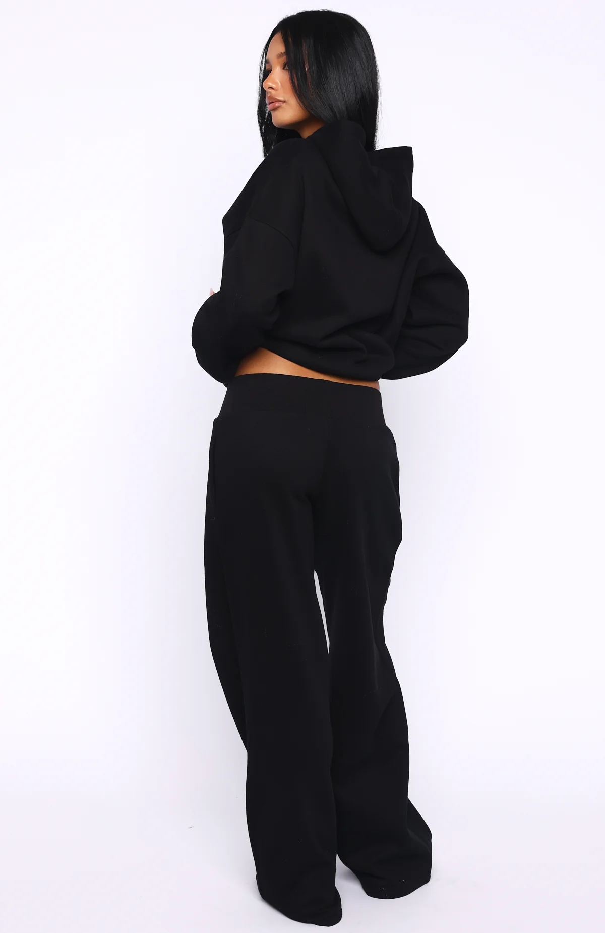 Come A Long Way Wide Leg Sweatpants Black