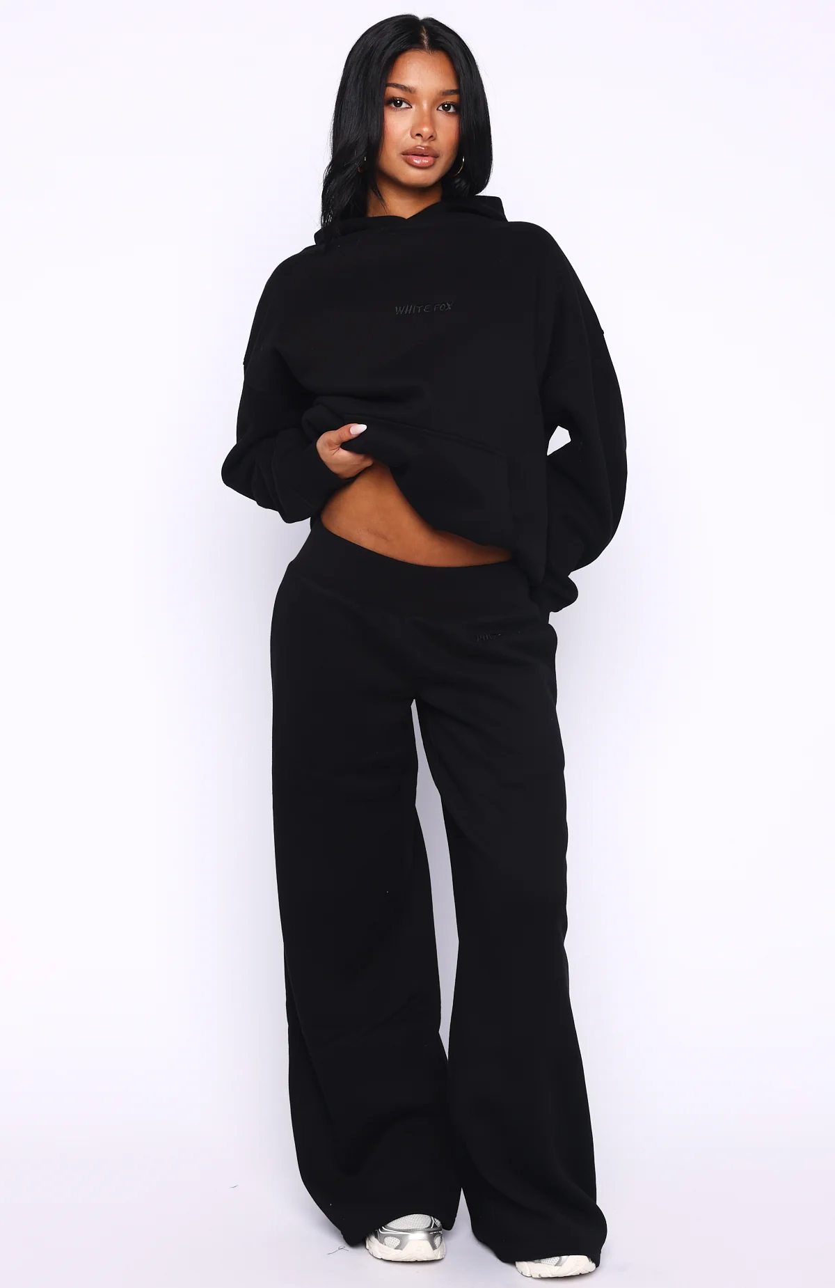 Come A Long Way Wide Leg Sweatpants Black