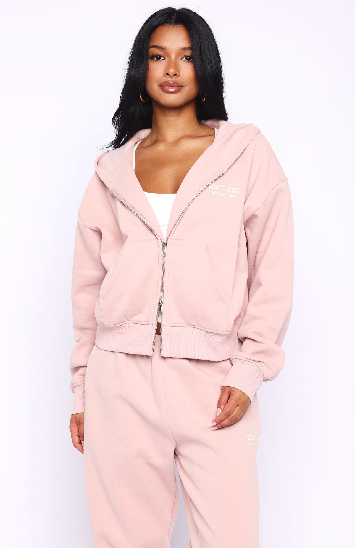Can't Miss It Boxy Zip Front Hoodie Dusty Pink