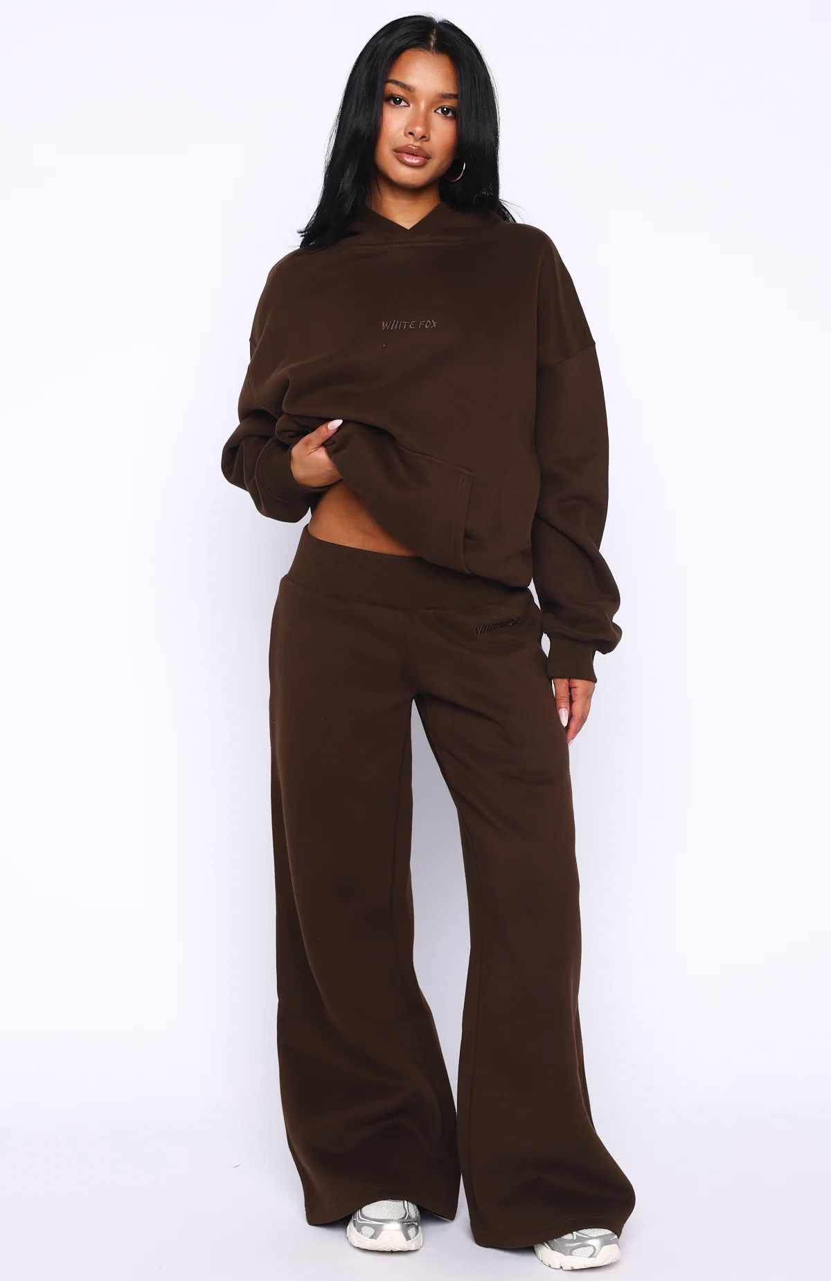 Come A Long Way Wide Leg Sweatpants Chocolate