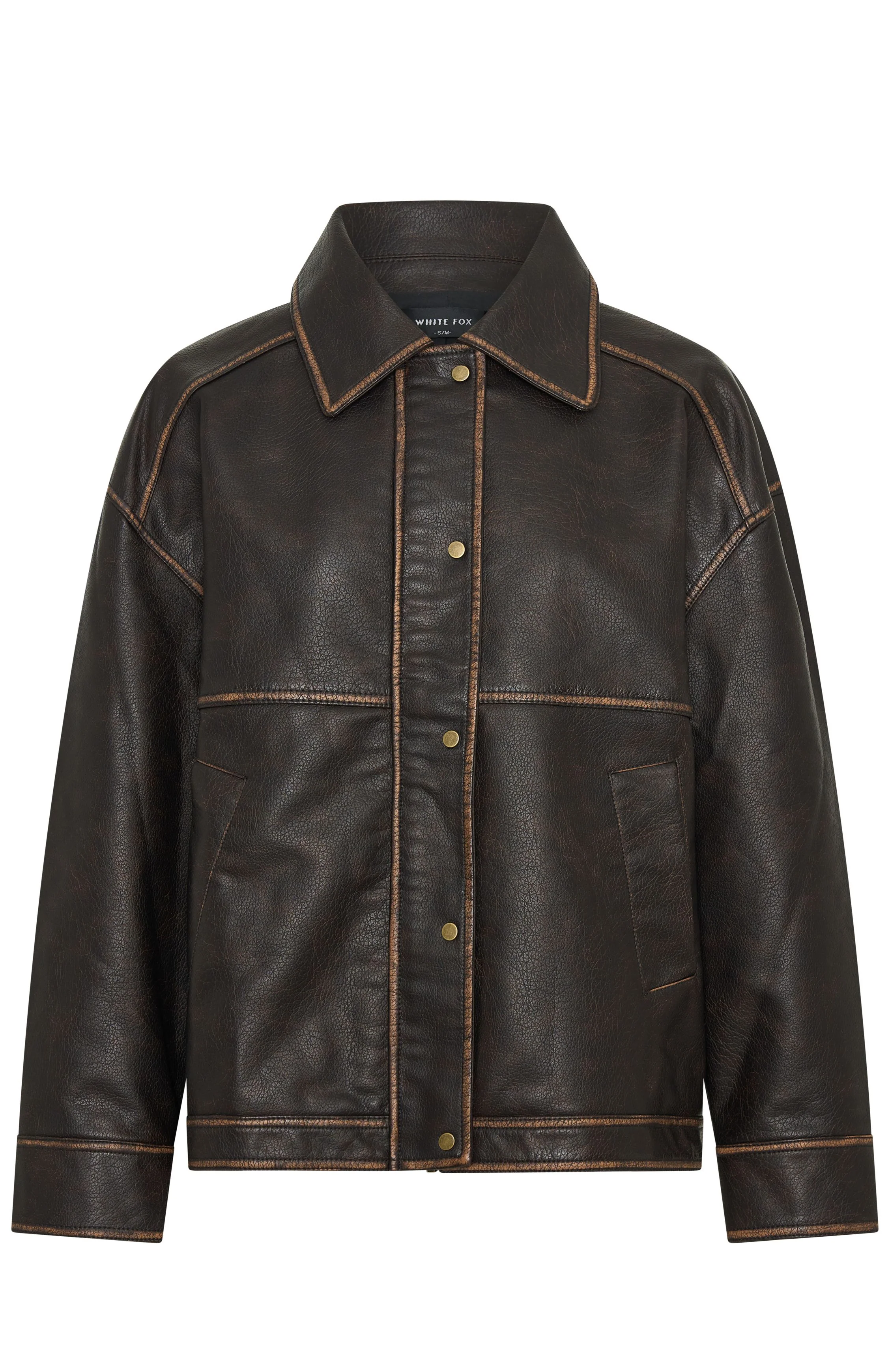 A London Girl PU Jacket Washed Chocolate