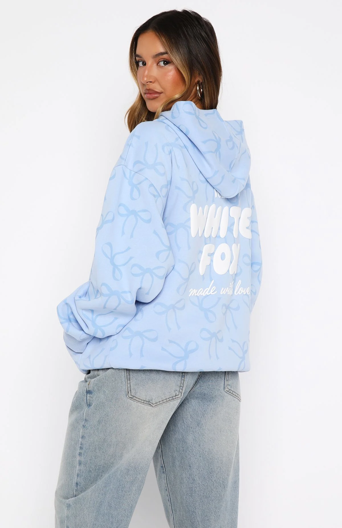 Vol. 1 Oversized Printed Hoodie Blue Bow