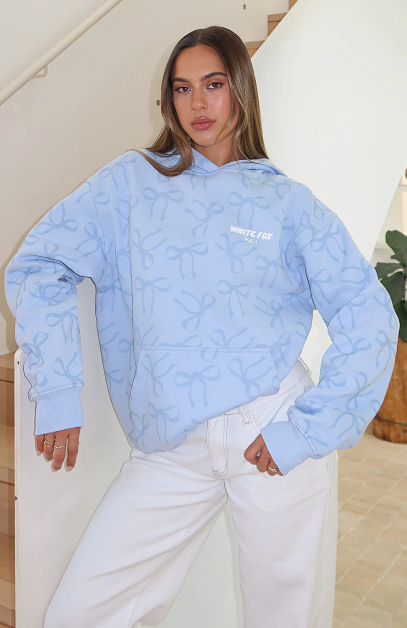 Vol. 1 Oversized Printed Hoodie Blue Bow