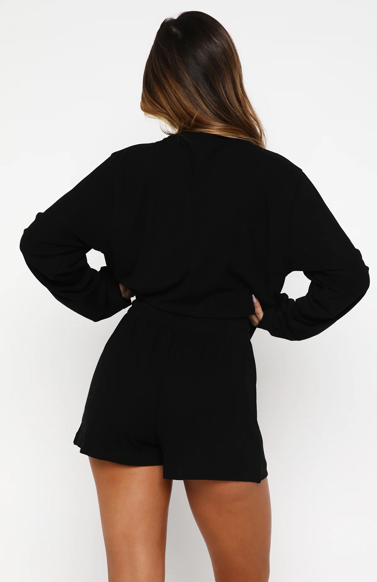 Come A Long Way Soft Lounge Ribbed Shorts Black