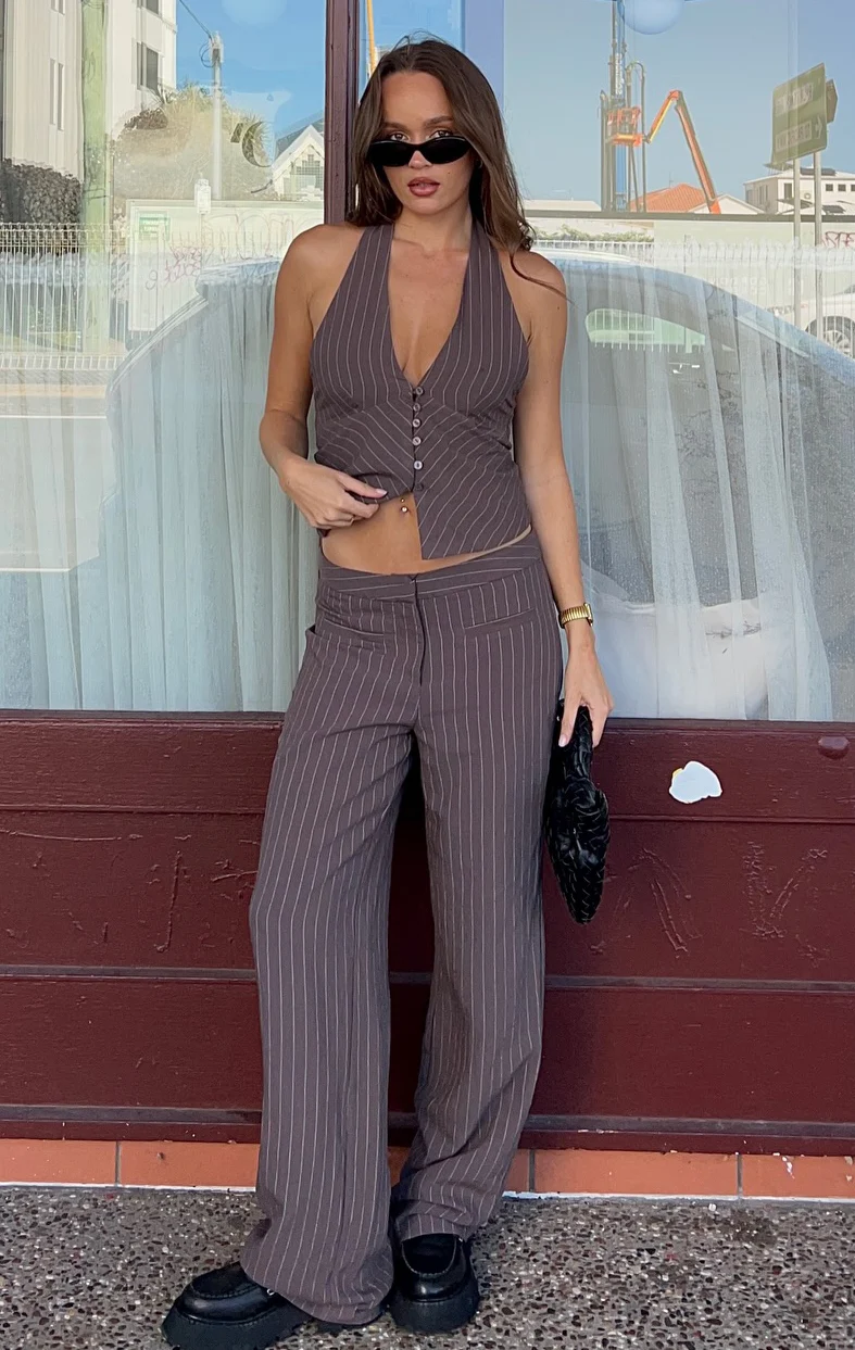 I Don't Compete Straight Leg Pants Chocolate